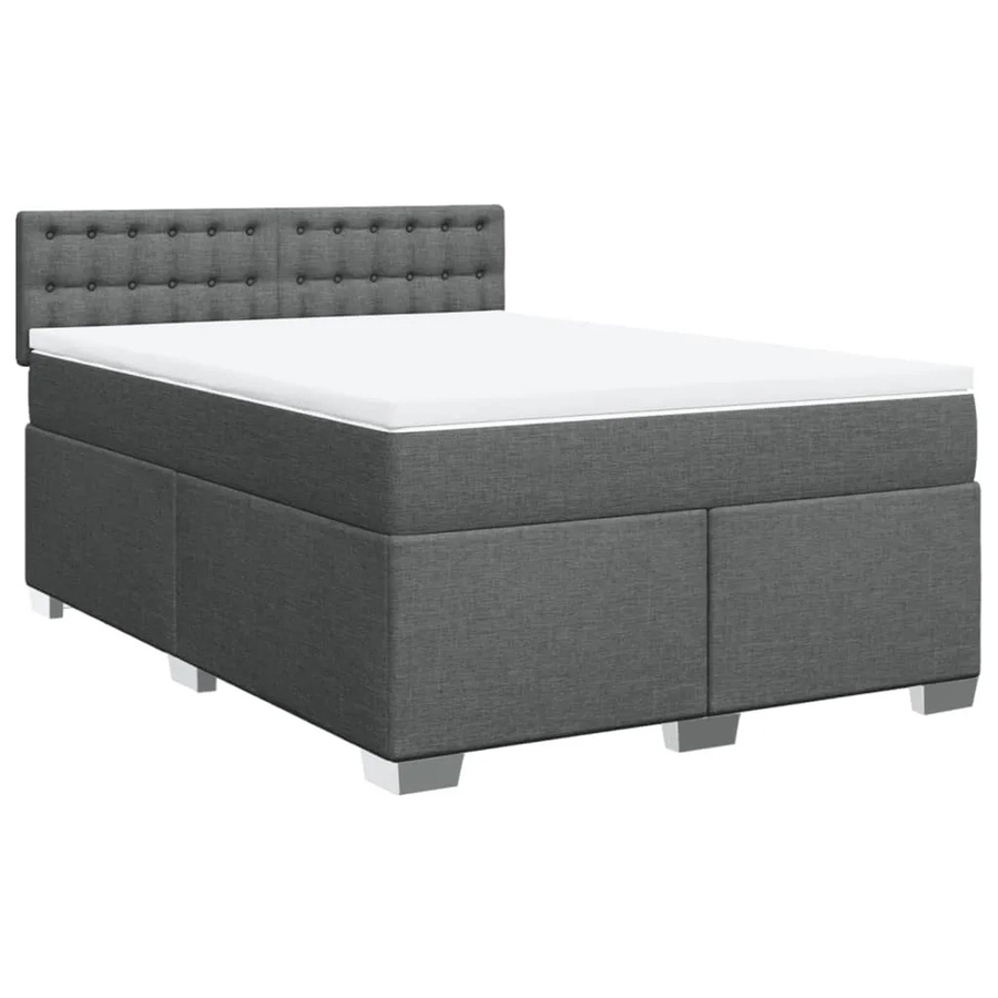 vidaXL Boxspringbett Hybrid mit Matratze und Taschenfederkern in Grau, B/T: 140 x 200 cm - Bild 2