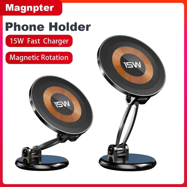 Magnpter Magnetische Kabellose Auto-Handyhalterung mit 15W Schnellladung in Schwarz - Bild 1