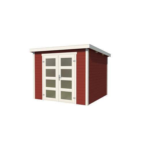 Lasita Holz-Gartenhaus Zambezi 4 mit Flachdach aus Fichtenholz in Schwedenrot, B/H/T: 270 x 210,9 x 274,7 cm - Bild 3