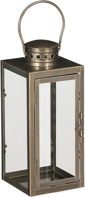 Mica Decorations Laterne Arzilla in Gold mit modernem Design aus Metall und Glas, B: 10 cm, T: 10 cm, H: 23,5 cm - Bild 1