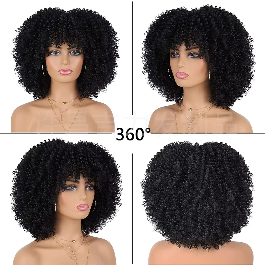 G&T Wig Afro-Lockenperücke mit Pony, schwarz, Damen - Bild 5