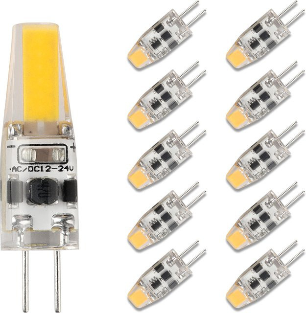 10er Set Gatetop G4 COB LED Ersatz für Halogenlampen, 12V, 3W, 3000K, Transparent - Bild 1