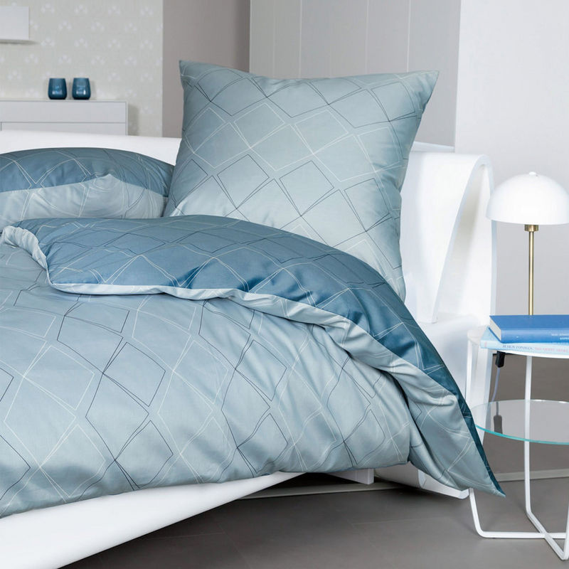 JANINE Unisex Bettwäsche aus Mako-Satin in Blau, B/H: 135 x 200 cm - Bild 2