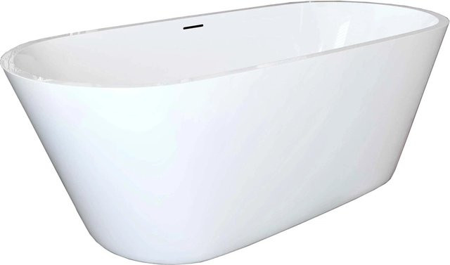 AICA Freistehende Badewanne Oval aus Acryl in Weiß B/T: 170 x 80 cm inkl. Ablauf und Überlauf - Bild 1
