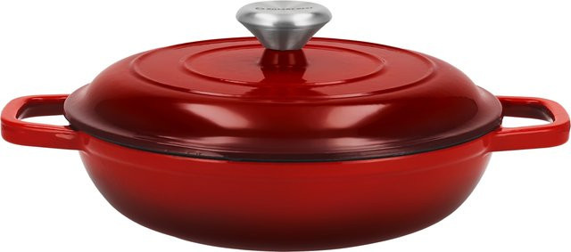 SILVERCREST Premium-Gusseisenservierpfanne aus emailliertem Gusseisen, Rot, Durchmesser: 25 cm - Bild 1