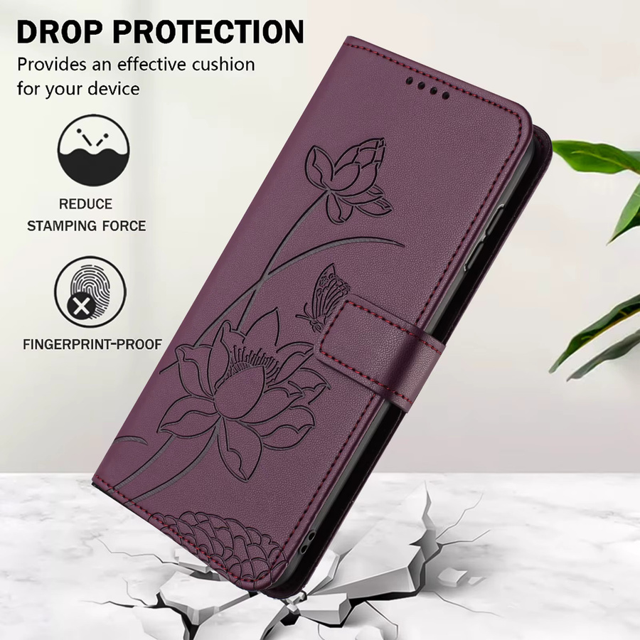 Leder Handyhülle mit Blumenmuster für Xiaomi Redmi Note Serie in Grün oder Lila - Bild 3