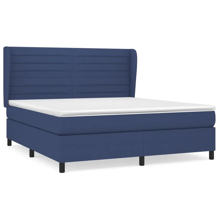 vidaXL Boxspringbett mit Matratze Hybrid-Design in Blau und Weiß, B/T/H: 160 x 200 x 128 cm - Bild 2