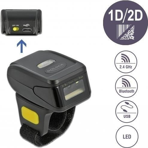 DeLOCK 2D Barcode-Scanner Schwarz mit USB, Bluetooth und RF 2,4 GHz (90508) - Bild 1