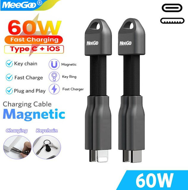 MeeGoo USB C auf USB Typ C Kabel 60 W Schwarz für MacBook Pro, Samsung und Xiaomi mit Quick Charge 3.1 PD Schnellladefunktion - Bild 1