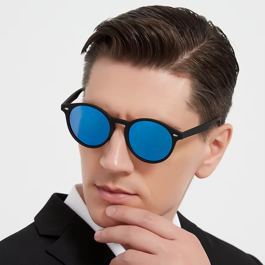 WSZ Sonnenbrille, rund, Vollrand, Metall, schwarz, Unisex - Bild 1