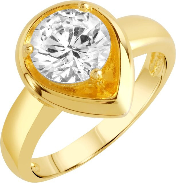 Zeeme Ring 925 Silber, vergoldet, Zirkonia, Damen, Tropfen-Form - Bild 1