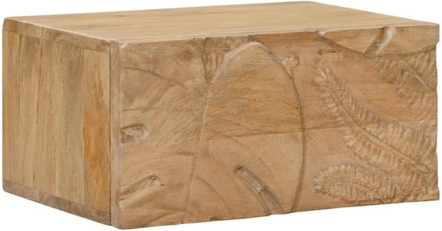 vidaXL Wandmontierter Nachttisch aus Mango-Holz in Braun mit floralem Design, B/T/H: 40 x 30 x 20 cm - Bild 1