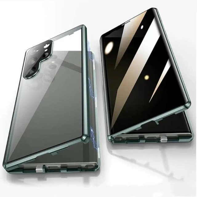 FUCHU Magnetische Sichtschutzglas Hülle für Samsung Galaxy S26 Ultra S25 S24 FE S23 S22 S21 Plus A55 A56 A37 A17 in Grün mit 360 Grad Anti-Peeping Schutz - Bild 1