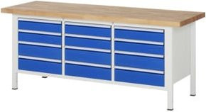 Rau Werkbank 8579A2 in Weiß mit 12 Schubladen, B/T/H: 200 x 70 x 84 cm - Bild 1