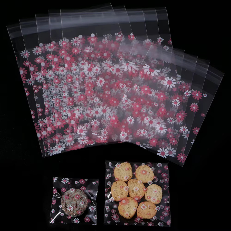 100 Stück selbstklebende Gänseblümchen-Plastikverpackungsbeutel in Transparent für Kekse, Süßigkeiten und Schmuck - Bild 2