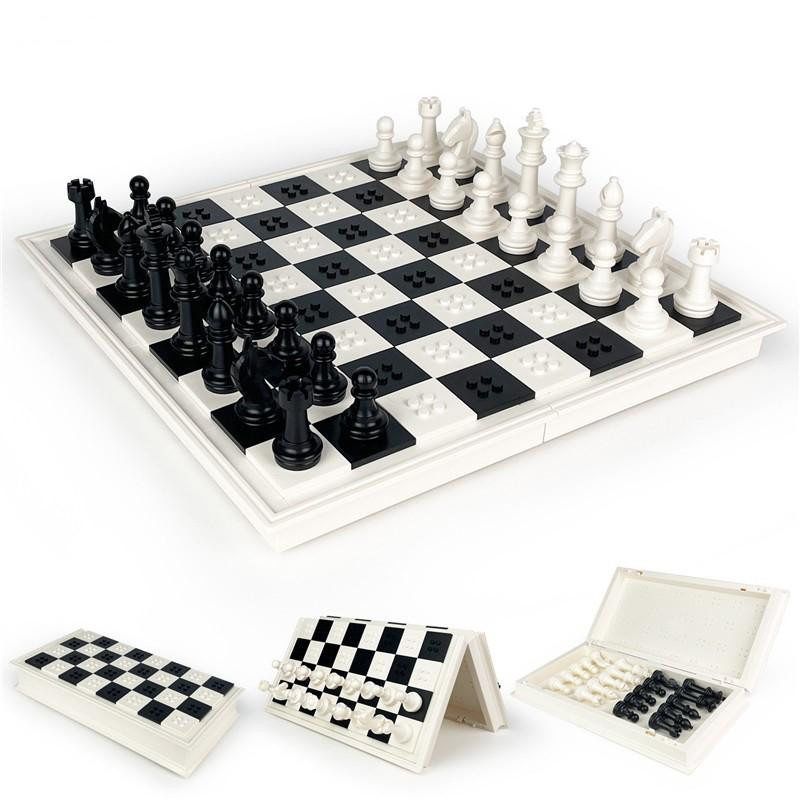 Yiran toy Schachspiel Faltbare Bausteine mit Aufbewahrungsbox Schwarz Weiß - Bild 2