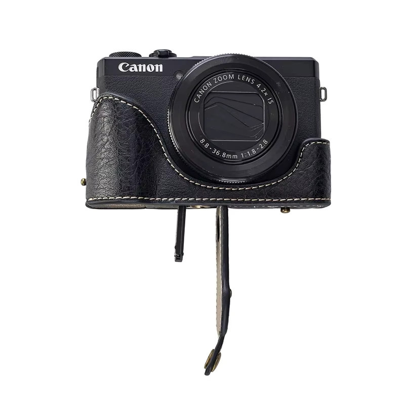 Canon PowerShot G7 X Mark II und Mark III Kamera Tasche aus PU Leder in Braun - Bild 2