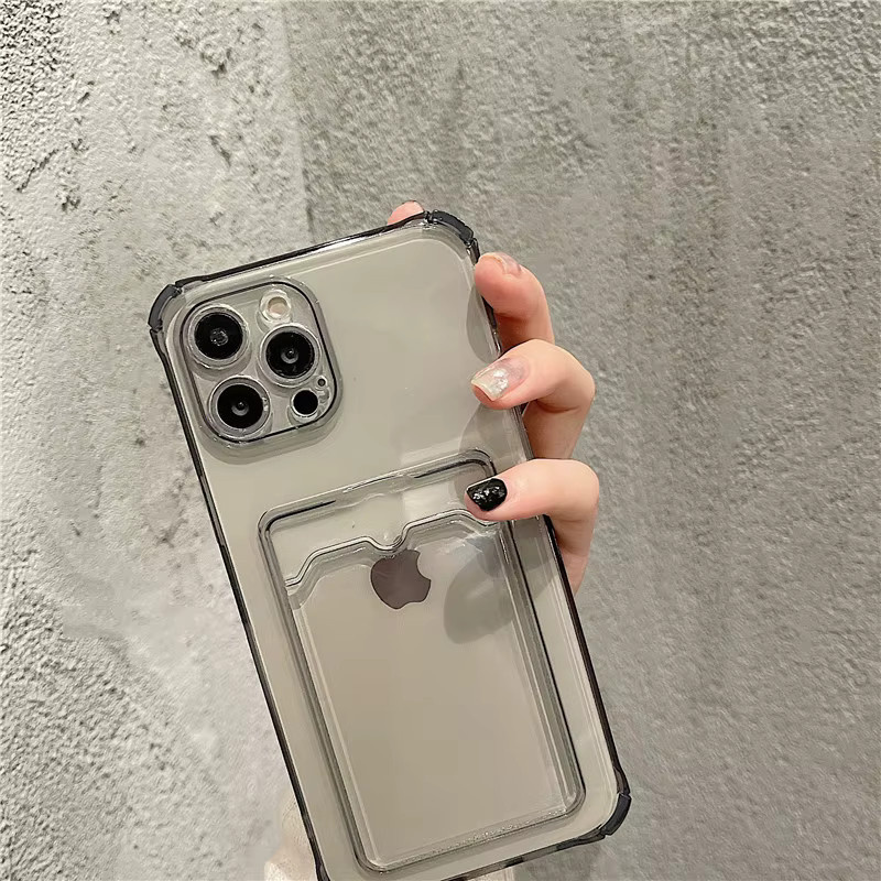 Stoßfeste iPhone Hülle mit Kartensteckplatz und Brieftaschenfunktion in Transparent oder Purple für iPhone 15 14 13 12 11 Pro Max Mini X XS XR SE 7 8 Plus - Bild 3
