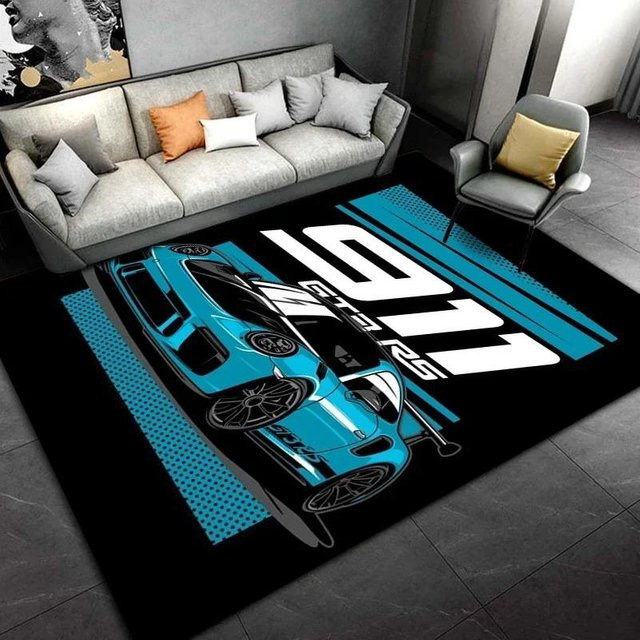 Lodestar Teppich mit Sportwagen-Motiv in Multicolour, rutschfester Bodenbelag aus Polyester für Wohnzimmer oder Schlafzimmer, B/T: 80 x 50 cm - Bild 1