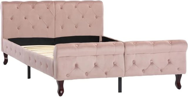 vidaXL Bettgestell aus Samt in Rosa mit klassischem Design, B/T/H: 120 x 200 cm - Bild 1