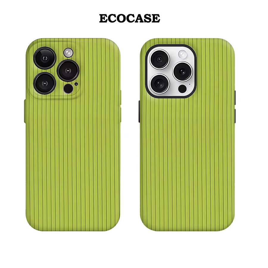 Hellgrüne Handyhülle mit vertikalen Streifen für Apple iPhone 11 bis iPhone 17 Pro Max Plus mit doppelschichtiger Rückseite - Bild 1