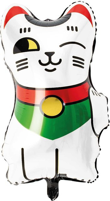 Rico Design Folienballon Winkekatze weiß, Breite: 36 cm, Höhe: 70 cm - Bild 1
