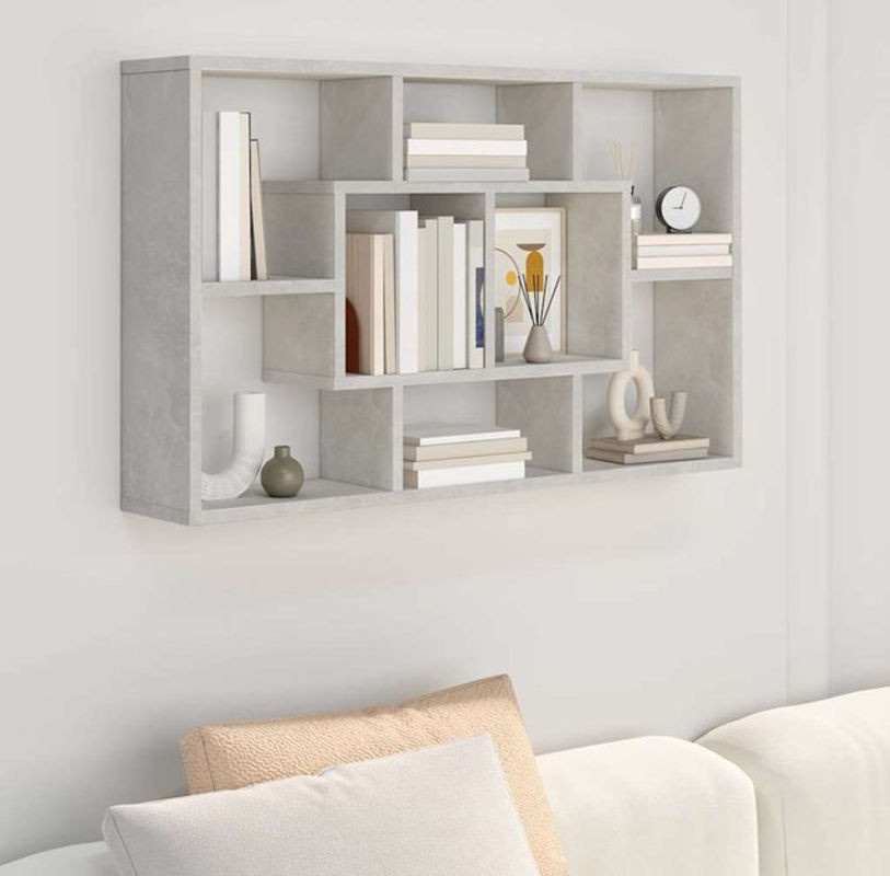 Modernes Wandregal aus Holz von vidaxl in Betongrau, B: 85 cm, T: 16 cm, H: 52,5 cm - Bild 1