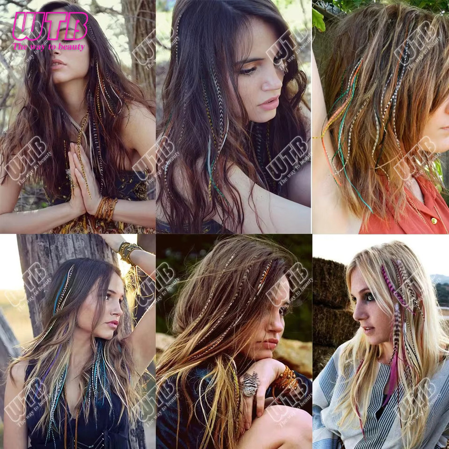 WTB Haar-Feder-Extensions, synthetisch, Zebra, 40,6 cm - Bild 4
