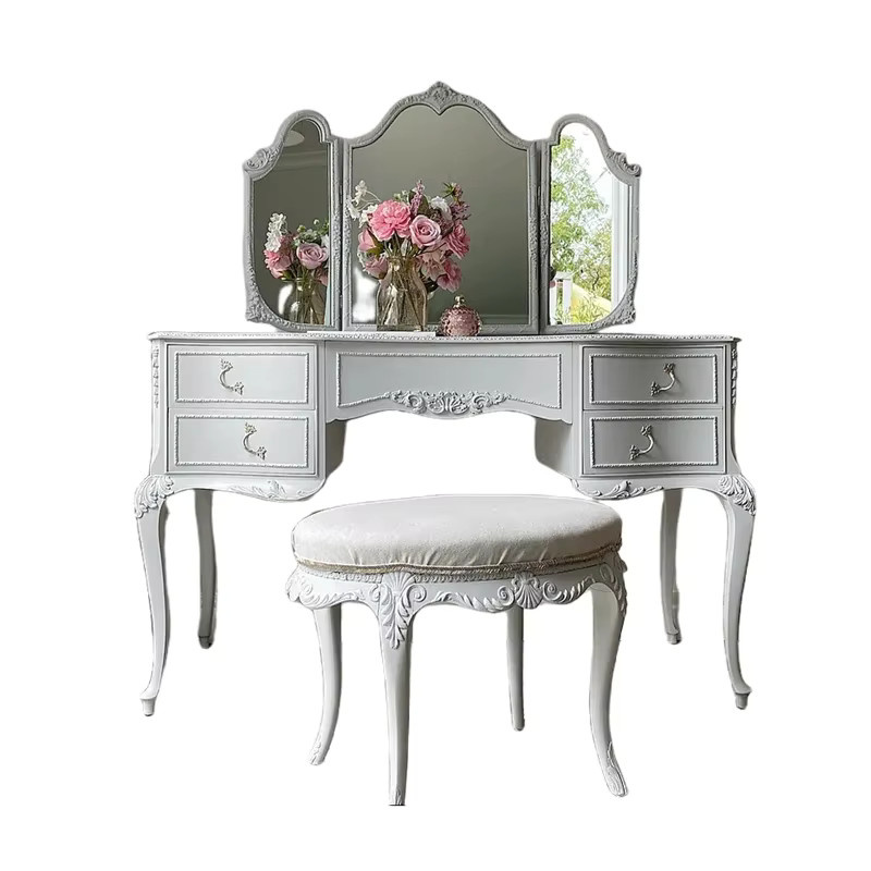 DUTRIEUX Make-Up Tisch und Kommode aus Holz in Weiß im modernen Nordic-Design - Bild 2