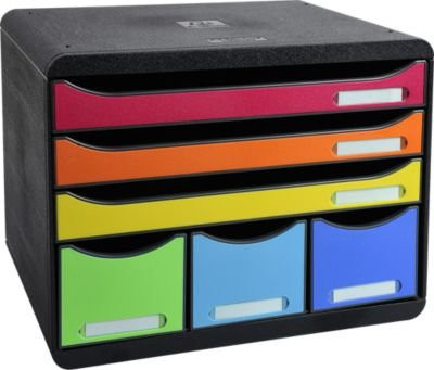 Exacompta STOREBOX Iderama Schubladenbox für A4, 6 offene Schubladen, Multicolor/Schwarz, Tiefe: 27,1 cm - Bild 1