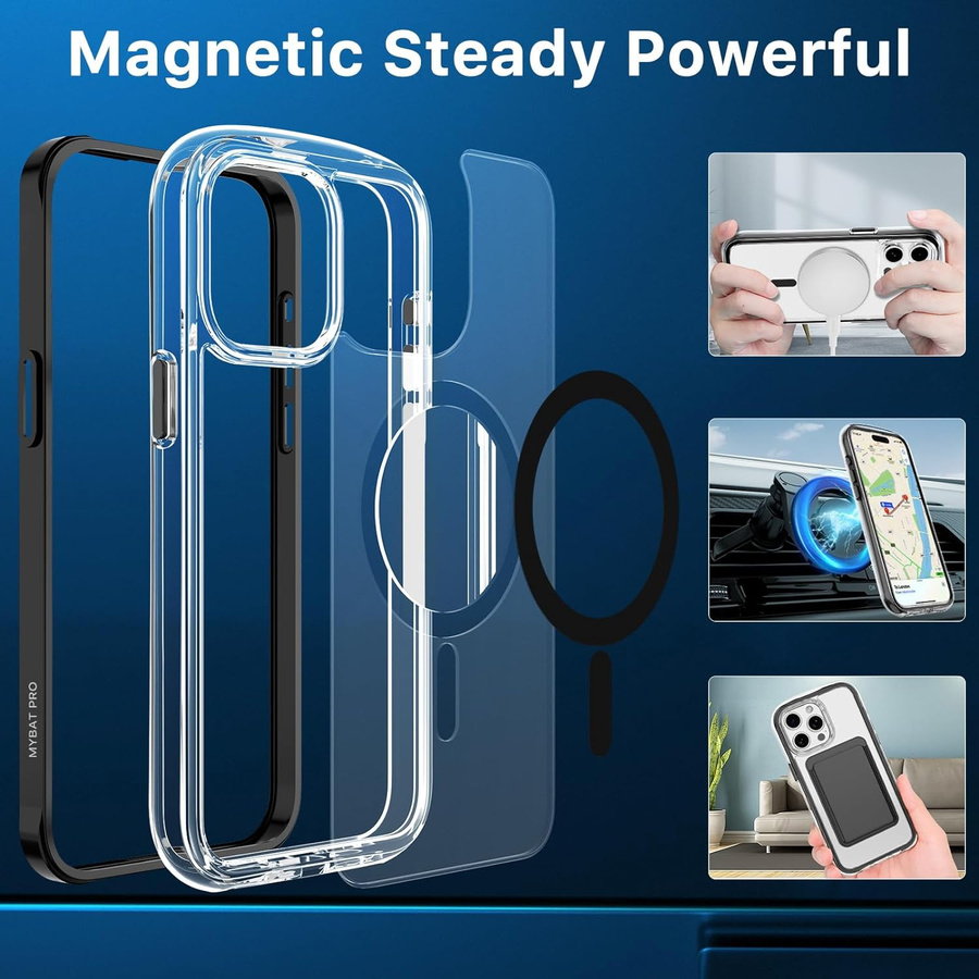 Tuiying002 Stoßfeste MagSafe Handyhülle für iPhone 11 bis iPhone 15 Pro Max, Magnetische Transparente Hülle, Gelb - Bild 3