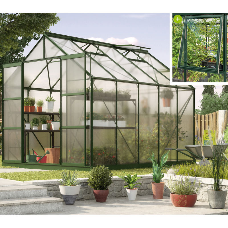 Vitavia Gewächshaus Jupiter 8300 in Smaragdgrün mit 8,3 m² Fläche, Polycarbonat-Platten und Aluminiumrahmen - Bild 3