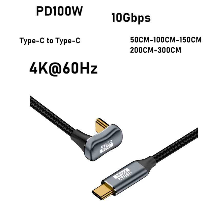 BEYONDSKY USB-C Ladekabel mit 180 Grad U-Form, 100W Schnellladekabel für Xiaomi, Samsung und Huawei, Schwarz - Bild 3