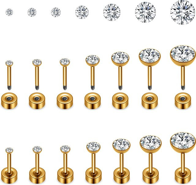 Piercing Schraub-Labret-Set Titan, Unisex - Bild 1