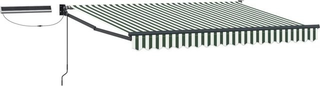 vidaXL Elektrische Ausziehbare Markise mit Motor, Grün Weiß Anthrazit, B: 3 m, T: 2,5 m - Bild 1