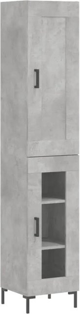 vidaXL Highboard in Betongrau mit Glastüren und offenen Regalen im Industrial Design, B/T/H: 34,5 x 34 x 180 cm - Bild 1