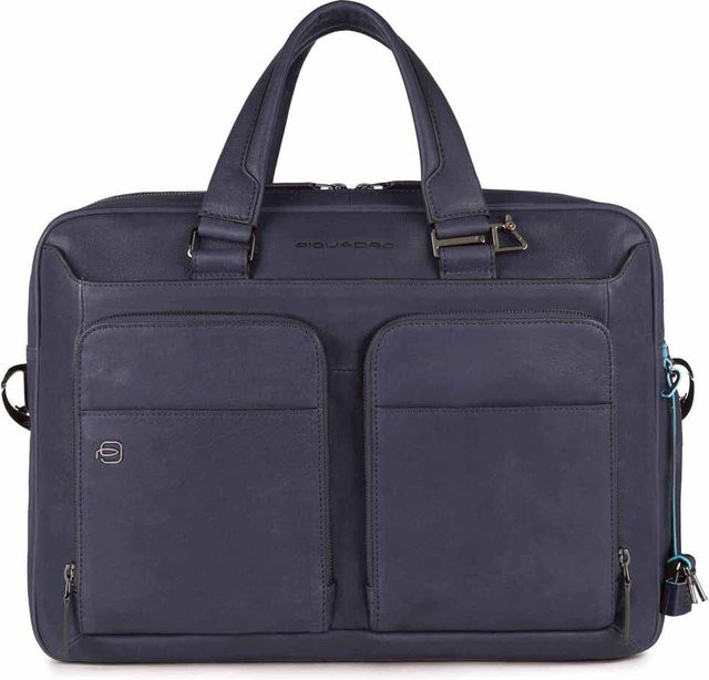 Piquadro Black Square Schmale Kurzgrifflaptoptasche für 15 Zoll mit Tabletfach in Oceanblau - Bild 1