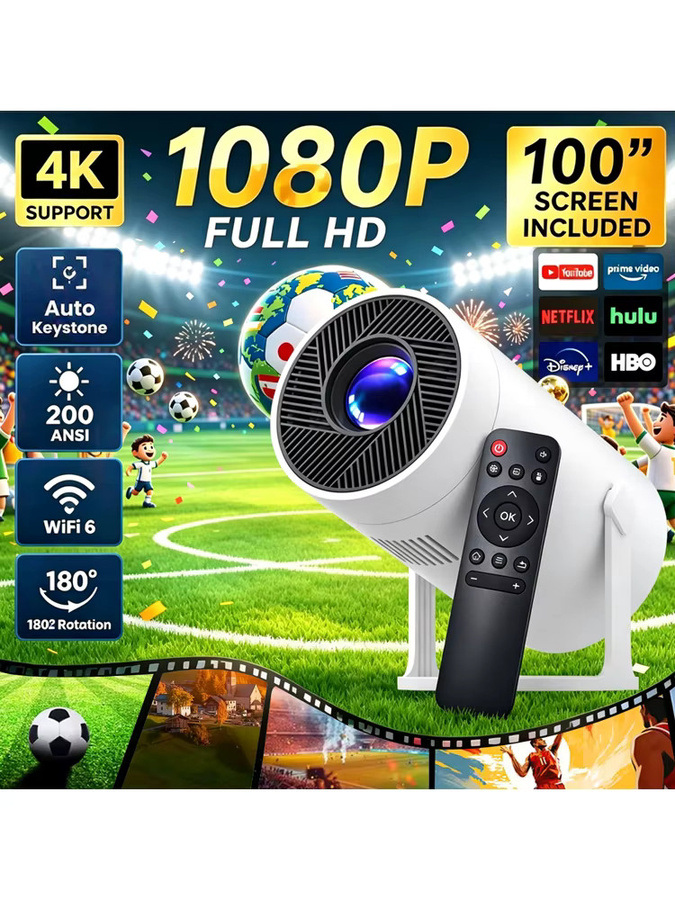 MAOHUTER Tragbarer Smart-Projektor mit 4K Vision, 180 Grad Rotation und automatischer Trapezkorrektur, Weiß - Bild 7