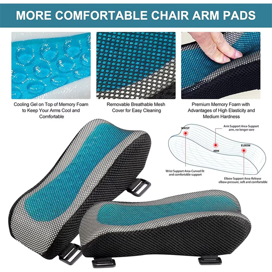 BOTQTOW Ergonomische Memory-Foam-Armlehnenauflage für Bürostühle und Gaming-Stühle in Schwarz - Bild 2