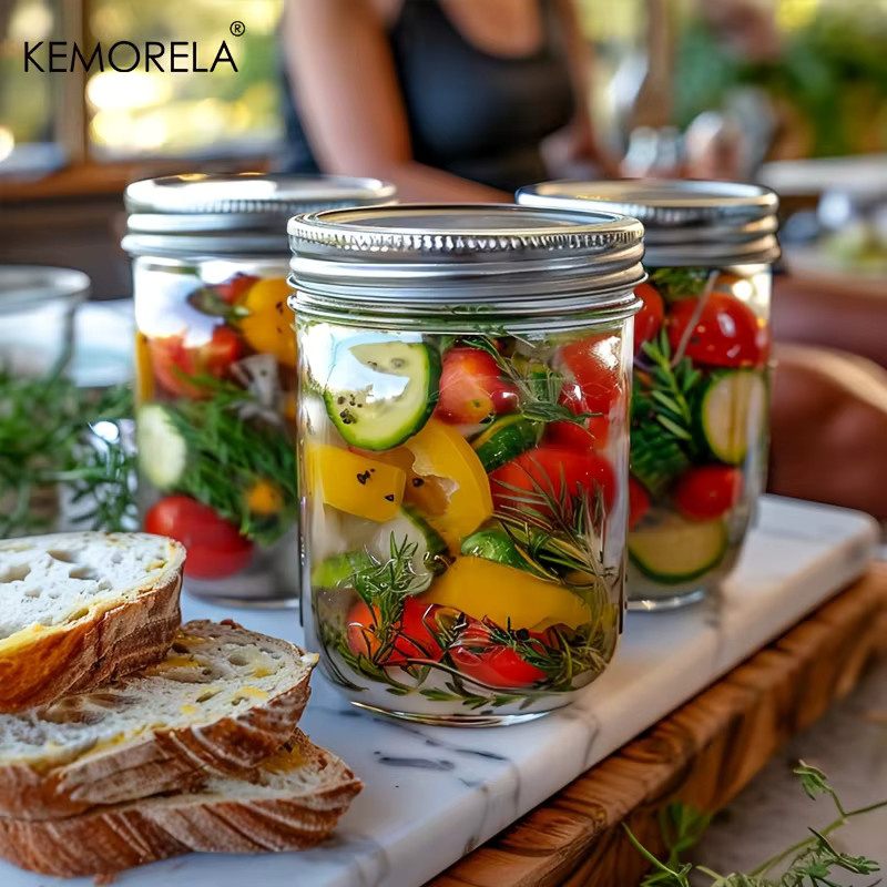 KEMORELA 4er Set Einmachgläser aus Glas mit Deckel und Dichtung, transparent, 350 ml - Bild 4