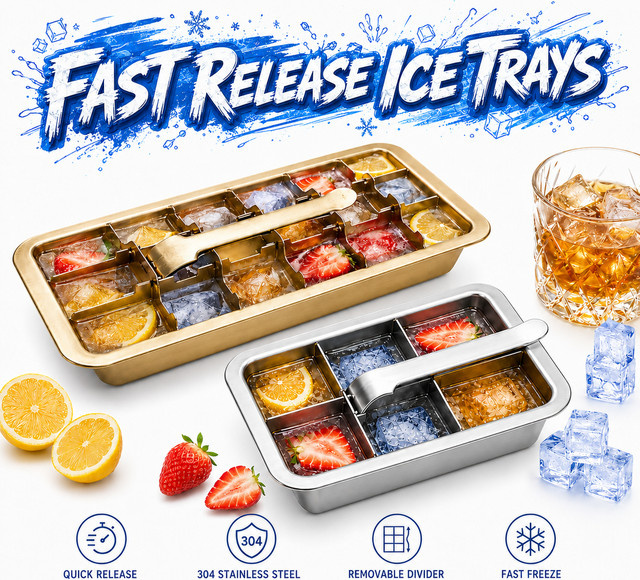 PGY Eiswürfelform aus Edelstahl mit Hebelmechanismus in Silber für Cocktails - Bild 1