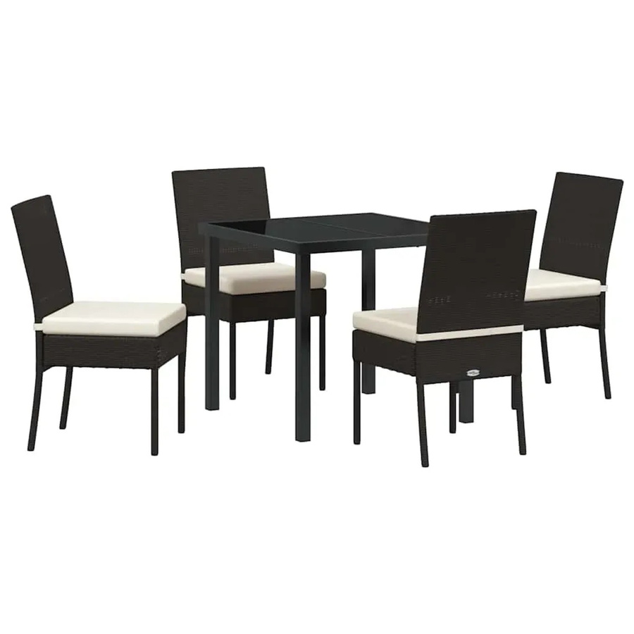 vidaXL Garten Essgruppe 5-teilig aus Poly Rattan und Stahl in Schwarz mit Glastisch - Bild 2