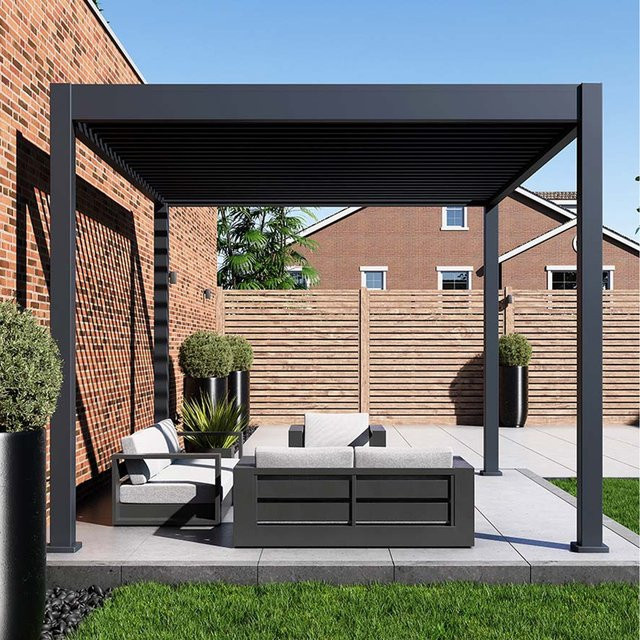 Paragon Outdoor Pergola Grand Tuscan 1012 mit Lamellendach aus Aluminium, Anthrazit, B: 370 cm, T: 310 cm, H: 256 cm - Bild 1