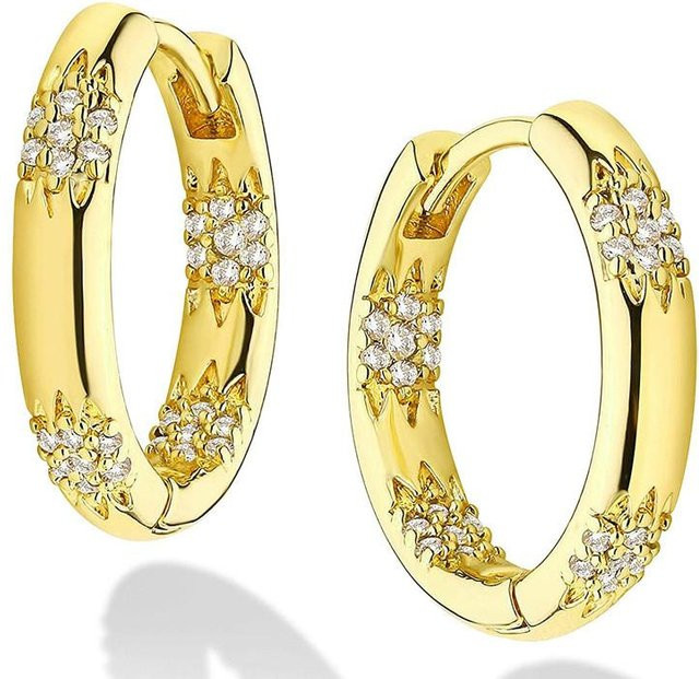 YIRAN Jewelry Kreisohrringe, Zirkonia, Damen, beige - Bild 1