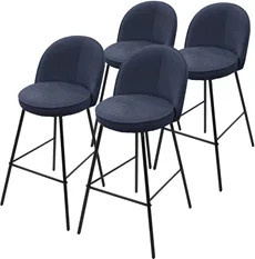 4er Set Barhocker ML-Design Dunkelblau mit Rückenlehne und Fußstütze, B/T/H: 52 x 50 x 102 cm - Bild 1