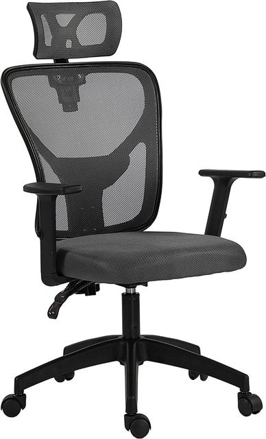 Vinsetto Ergonomischer Bürostuhl Dunkelgrau mit verstellbarer Kopfstütze, höhenverstellbarer Rückenlehne und gepolsterter Sitzfläche, Höhe: 106-116 cm - Bild 1