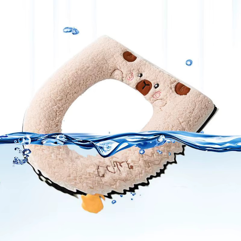 WHPHous Winter-Toilettensitzbezug mit Cartoon-Bären-Muster in Weiß - Bild 1
