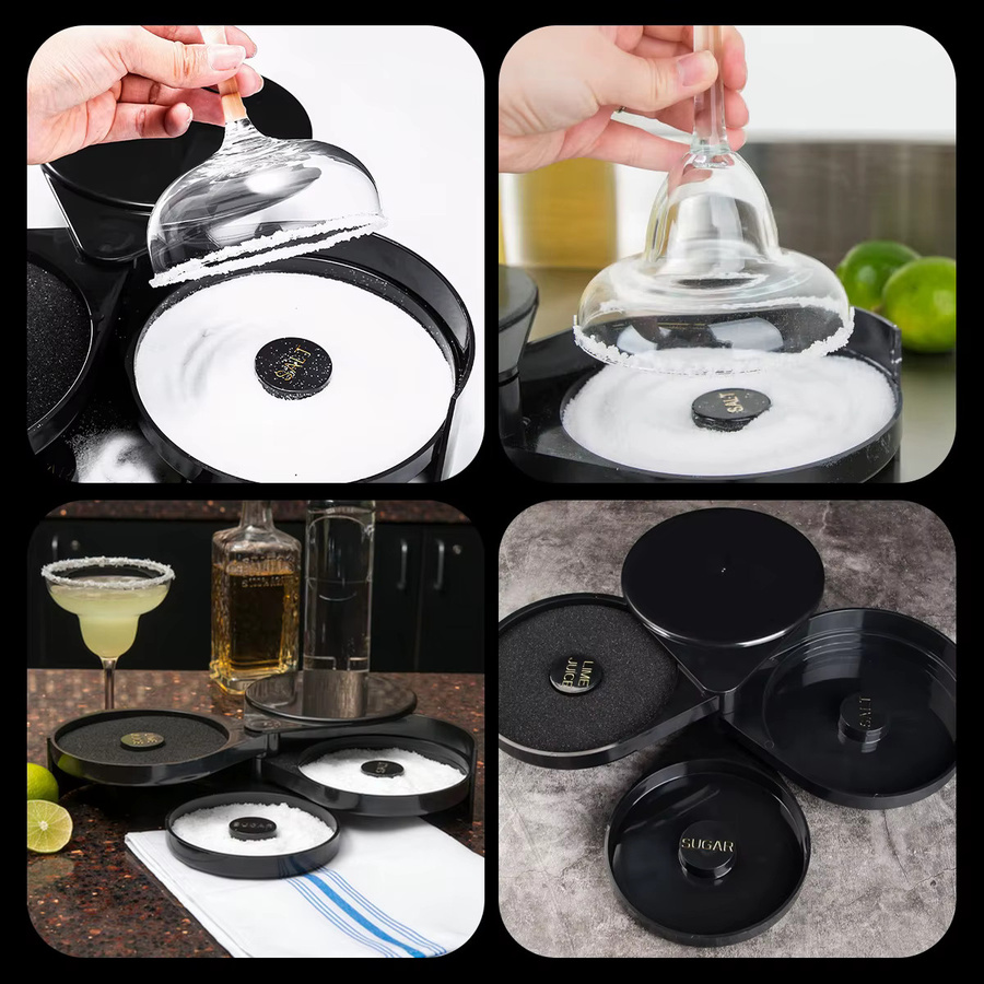 Willstar Margarita Rimmstation für Cocktails in Schwarz mit Salz- und Zuckerbehältern und Pourer - Bild 6