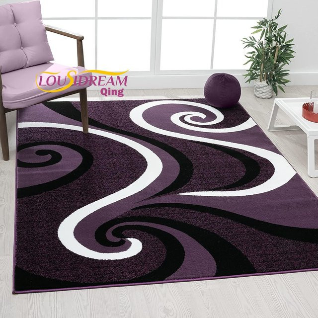 Moderner abstrakter Teppich von YunhengTechnology in Rot, Schwarz, Weiß und Lila, B x T: 150 x 200 cm - Bild 1