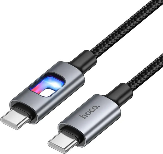 HOCO U144 USB-C auf USB-C Daten- und Ladekabel mit LED, 60W, Schwarz, Länge: 1,2 m - Bild 1